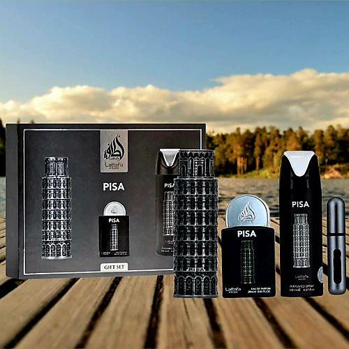 pack Pisa Eau de Parfum 100 ml Lattafa Pisa Eau de Parfum 20 ml desodorante con fragancia 200 ml