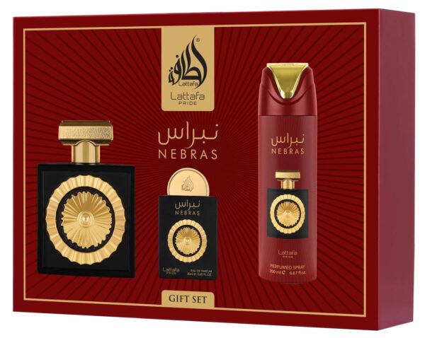 Lattafa Set de Perfumes Nebras Lattafa Negro y Dorado con Notas Únicas de Negro y Dorado Ideal para Diferentes Ocasiones