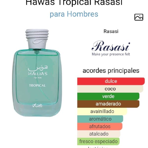 Hawas Tropical Rasasi para Hombres Perfume Masculino de Notas Exóticas y Frescas