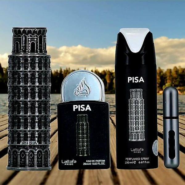 pack Pisa Eau de Parfum 100 ml Lattafa Pisa Eau de Parfum 20 ml desodorante con fragancia 200 ml