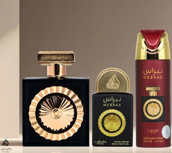 Lattafa Set de Perfumes Nebras Lattafa Negro y Dorado con Notas Únicas de Negro y Dorado Ideal para Diferentes Ocasiones