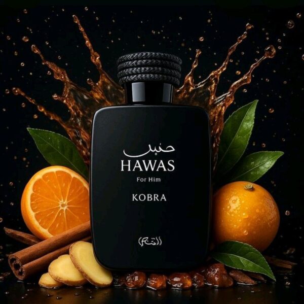 Hawas Kobra Rasasi para Hombres Perfume Masculino de Notas de Naranja y Canela Elegante y Aromático