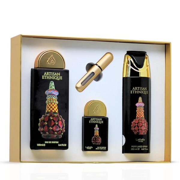 Lattafa Set Perfume Artisan Ethnique - Fragancia Única con Notas Étnicas para Ocasiones Especiales y Uso Diario - Versátil y Exclusivo