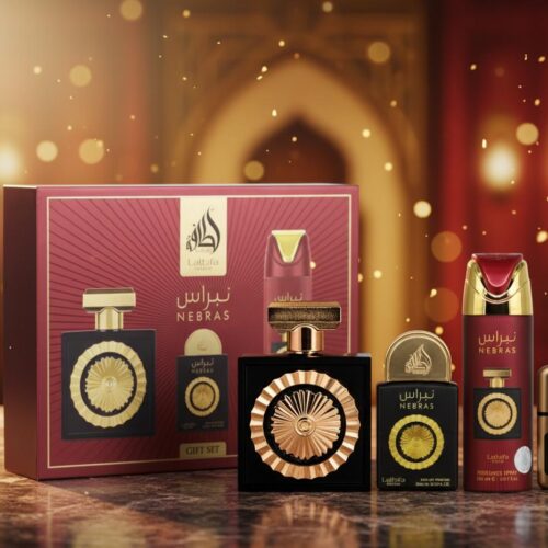 Lattafa Set de Perfumes Nebras Lattafa Negro y Dorado con Notas Únicas de Negro y Dorado Ideal para Diferentes Ocasiones