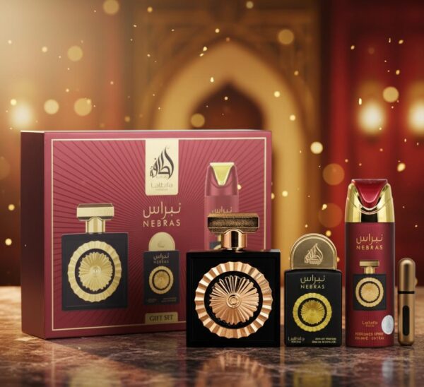 Lattafa Set de Perfumes Nebras Lattafa Negro y Dorado con Notas Únicas de Negro y Dorado Ideal para Diferentes Ocasiones
