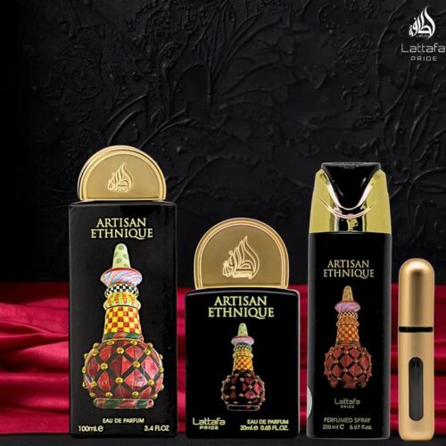 Lattafa Set Perfume Artisan Ethnique - Fragancia Única con Notas Étnicas para Ocasiones Especiales y Uso Diario - Versátil y Exclusivo