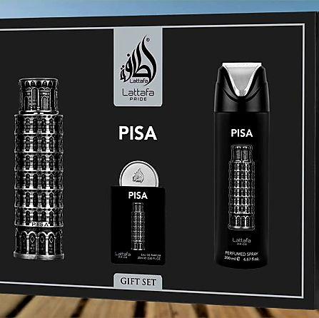 pack Pisa Eau de Parfum 100 ml Lattafa Pisa Eau de Parfum 20 ml desodorante con fragancia 200 ml