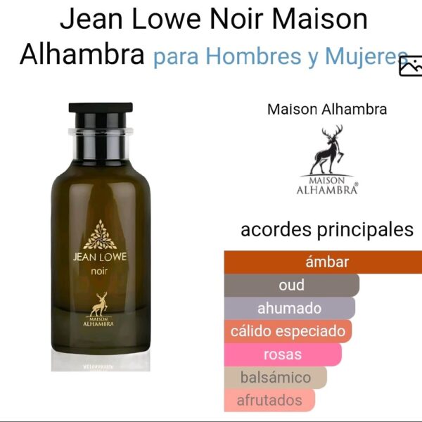 Jean Lowe Noir Maison Alhambra - Fragancia Unisex Elegancia y Misterio Familia Olfativa Ámbar Amaderada Notas Únicas para Hombres y Mujeres