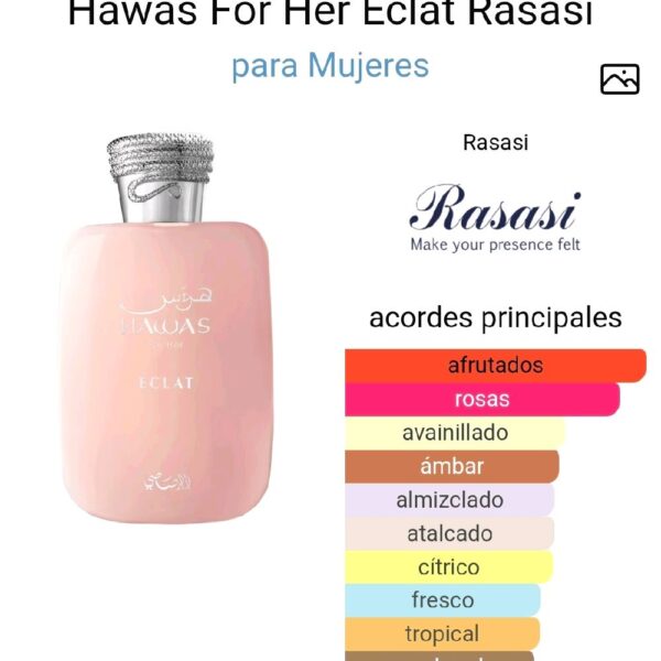 Hawas For Her Éclat Rasasi para Mujeres Perfume Exclusivo y Único para Mujeres