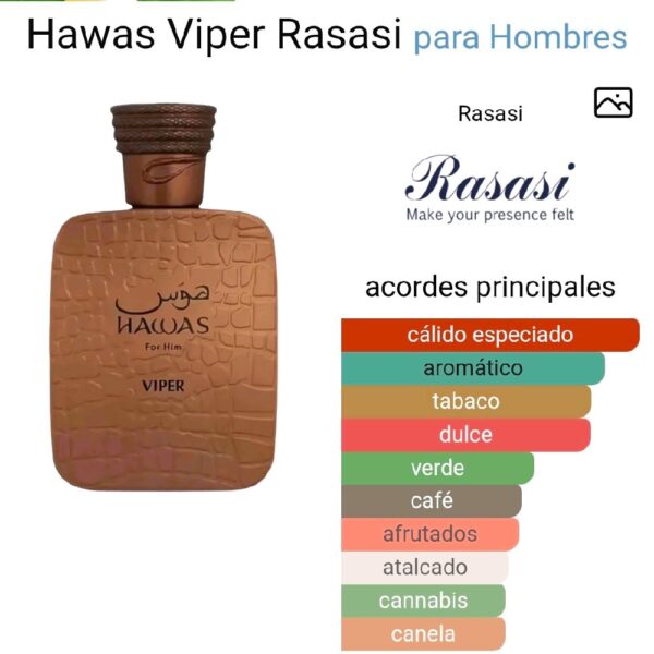 Hawas Viper Rasasi para Hombres - Producto Específico de Cuidado Personal Masculino - Ideal para Bienestar y Cuidado Personal