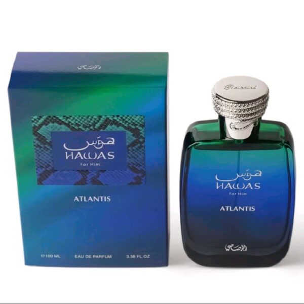 Hawas Atlantis Rasasi para Hombres y Mujeres - Perfume Versátil y Universal para Diversas Ocasiones