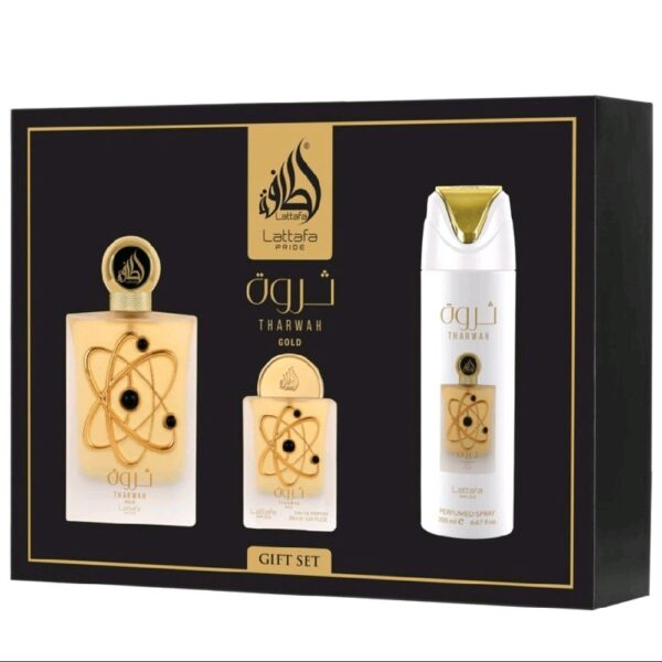 Tharwah Gold lattafa Set